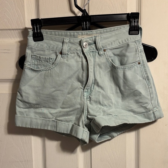 PacSun Pants - PacSun Women's Mint Green Cuffed Denim Shorts
